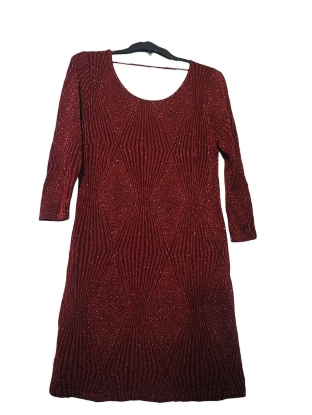 Trixxi Womens 3/4 Sleeve Red Dress w Metallic Size X-Large